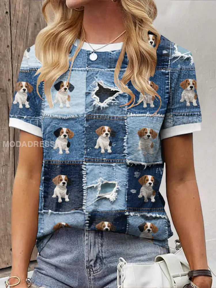 Kvinnor Denim valp-tröja blå / S