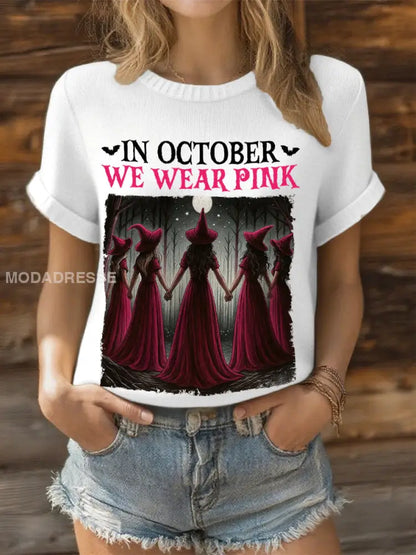Kvinnor i oktober bär vi rosa häxtoppar. vit / S