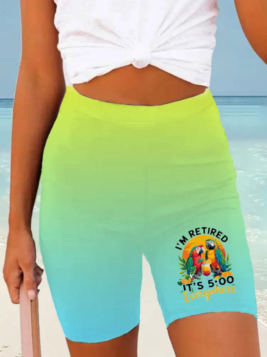 Kvinnor Jimmy Buffett dag tryckta Shorts blå-grön / S