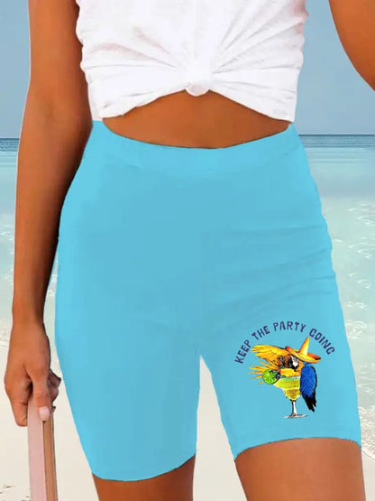 Kvinnor Jimmy Buffett dag tryckta Shorts blå / S