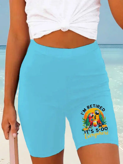 Kvinnor Jimmy Buffett dag tryckta Shorts blå / S