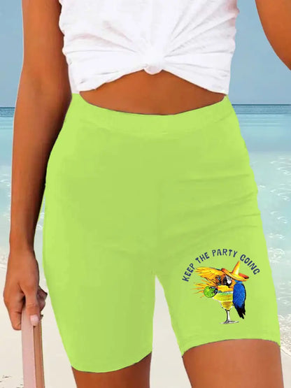 Kvinnor Jimmy Buffett dag tryckta Shorts grön / S
