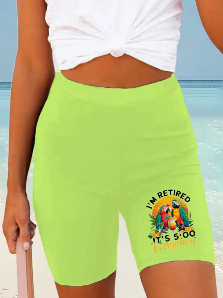 Kvinnor Jimmy Buffett dag tryckta Shorts grön / S