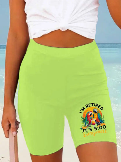 Kvinnor Jimmy Buffett dag tryckta Shorts grön / S