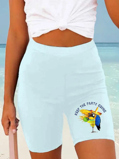 Kvinnor Jimmy Buffett dag tryckta Shorts ljusblå / S