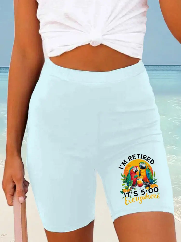 Kvinnor Jimmy Buffett dag tryckta Shorts ljusblå / S