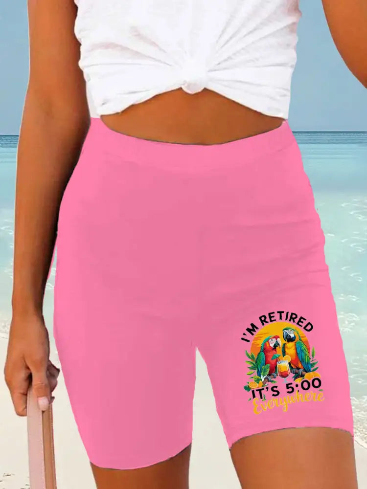 Kvinnor Jimmy Buffett dag tryckta Shorts rosröd / S