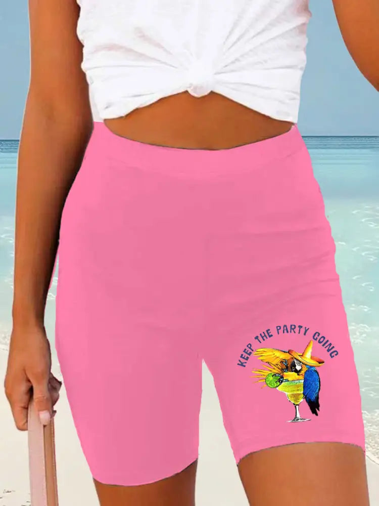 Kvinnor Jimmy Buffett dag tryckta Shorts rosröd / S