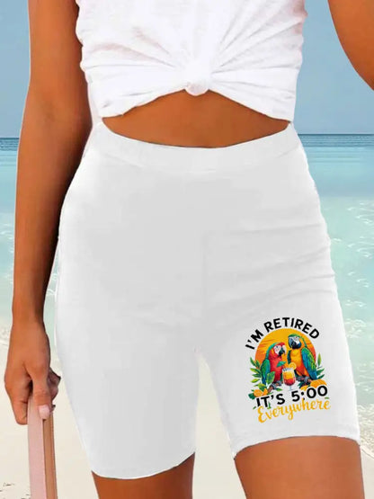 Kvinnor Jimmy Buffett dag tryckta Shorts vit / S