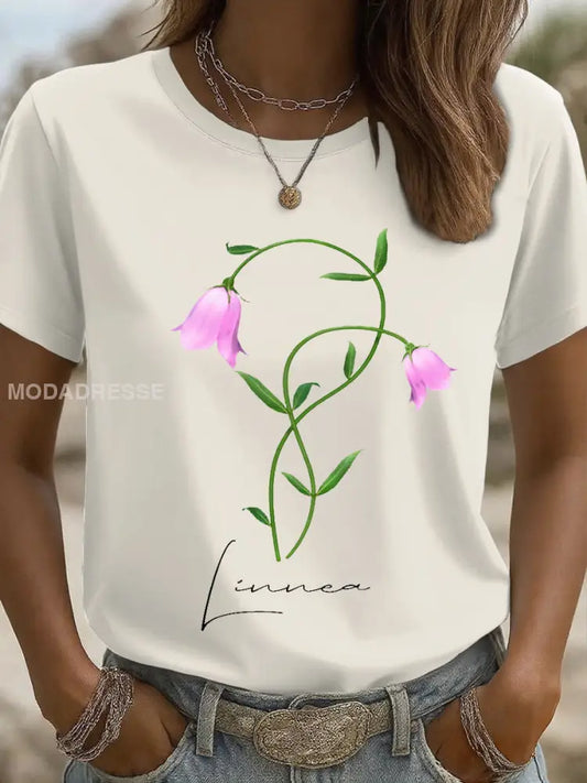 Kvinnor Linnae Floral Konst Tryckt T shirt bäie / S
