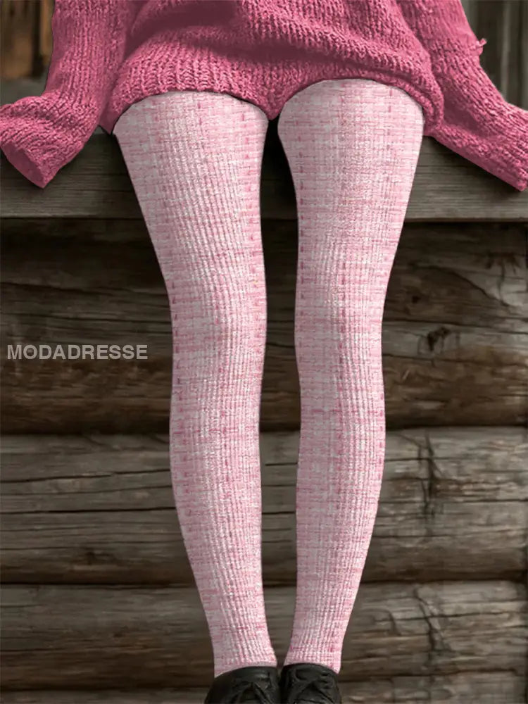 Kvinnor Pink Plaid Print Casual Leggings runk / S