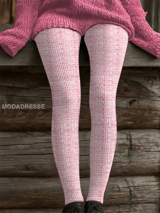 Kvinnor Pink Plaid Print Casual Leggings runk / S