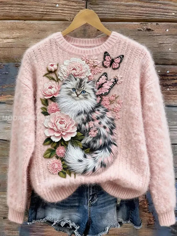 Kvinnor Retro Animal Art Print Casual Flannel Topp A / S