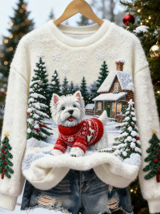 Kvinnor Retro djur jul konst Skriv ut Casual Flannel Topp A / S