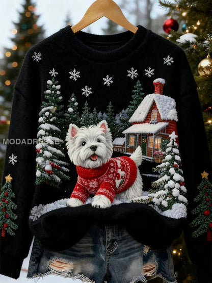 Kvinnor Retro djur jul konst Skriv ut Casual Flannel Topp E / S