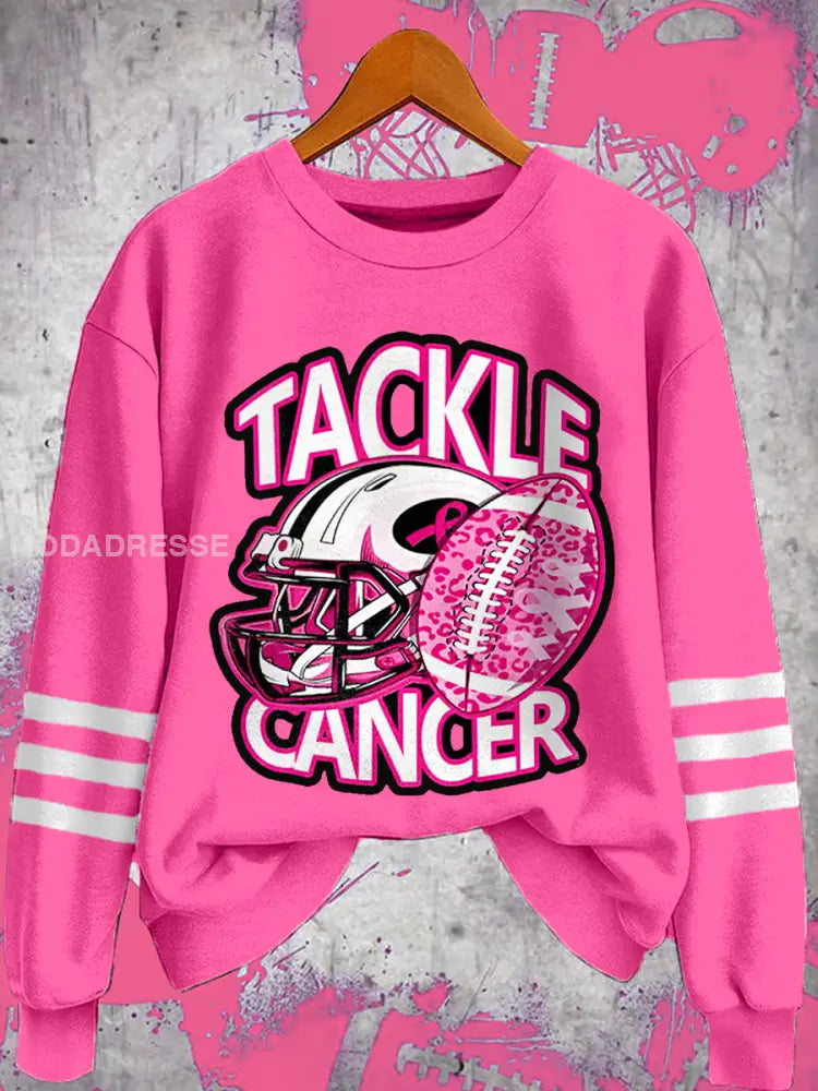 Kvinnor tackla bröstcancer fotbollsdagen Bröstcancer medvetenhet Stöd Sweatshirt rosröd / S