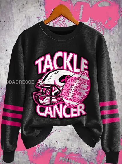 Kvinnor tackla bröstcancer fotbollsdagen Bröstcancer medvetenhet Stöd Sweatshirt svart / S