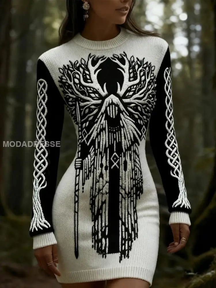 Kvinnor Viking Slim Fit klänning svart och vitt / S