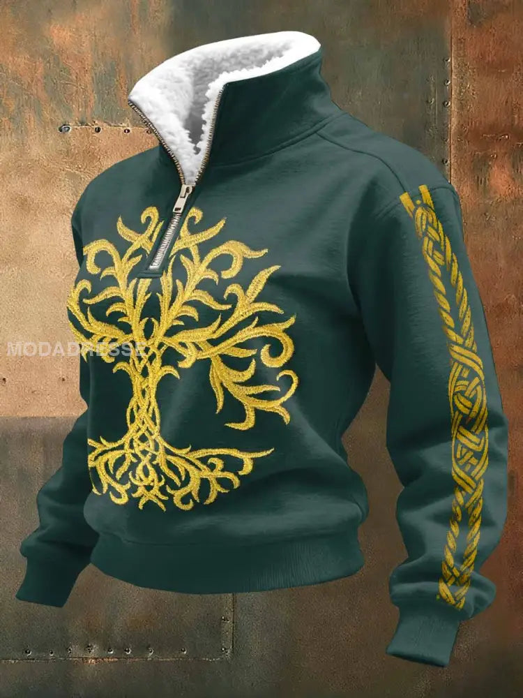 Kvinnor Vintage Viking träd livets träd Prova Casual Sweatshirt som bild / S