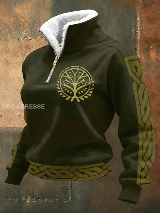 Kvinnor Vintage Viking träd livets träd Prova Casual Sweatshirt som bild / S