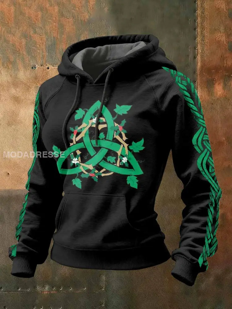 Kvinnor Vintage Viking tryck Casual Hooded Sweatshirt som bild / S
