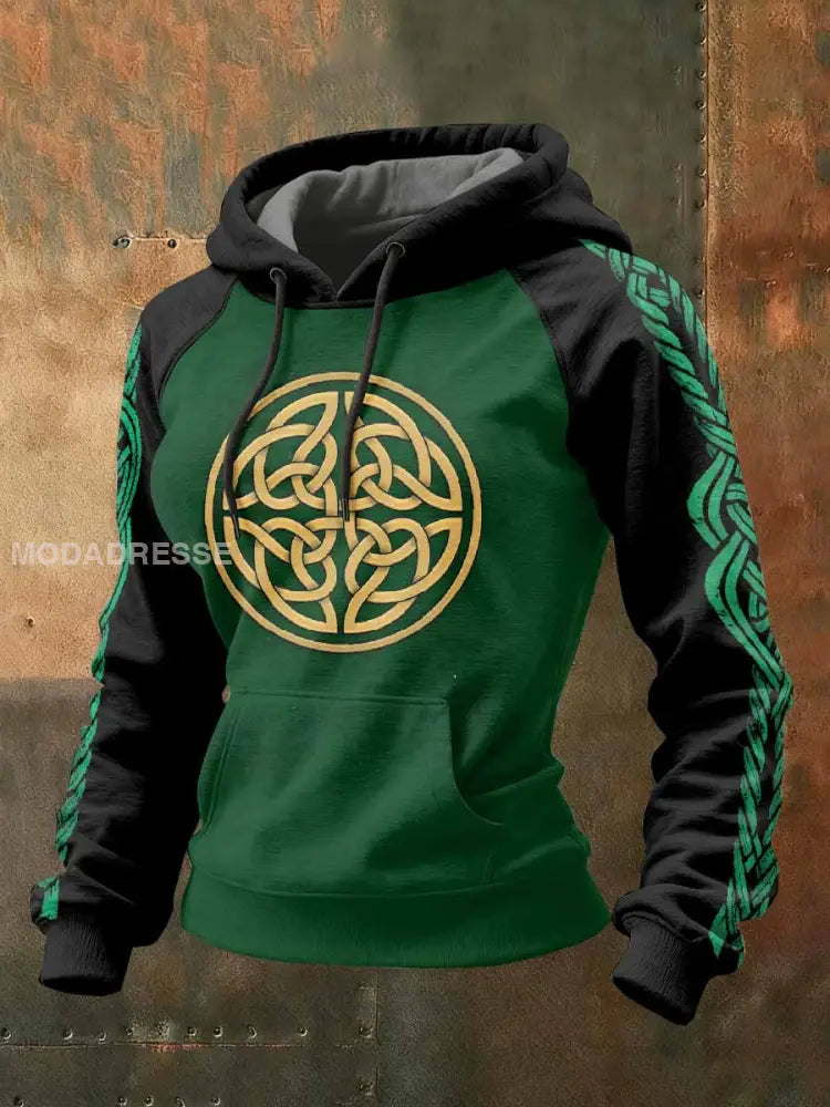 Kvinnor Vintage Viking tryck Casual Hooded Sweatshirt som bild / S