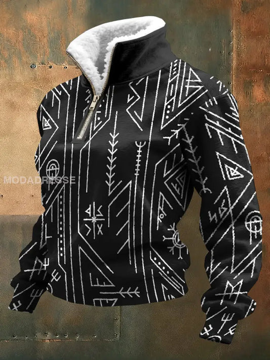 Kvinnor Vintage Viking Tryck Casual Sweatshirt som bild / S