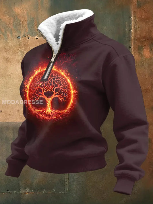 Kvinnor Vintage Viking Tryck Casual Sweatshirt som bild / S