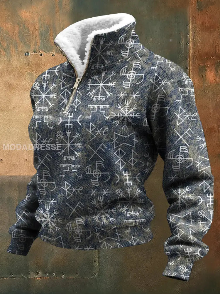 Kvinnor Vintage Viking Tryck Casual Sweatshirt som bild / S