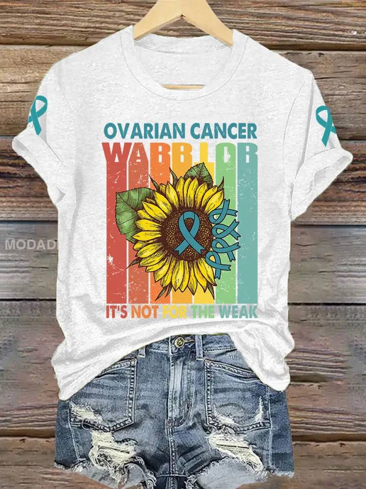 Kvinnors äggstockscancer medvetenhet Skriv ut T shirt vit / S