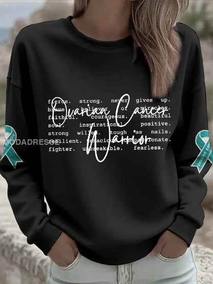 Kvinnors äggstockscancer medvetenhet Tryckt tröjar svart / S