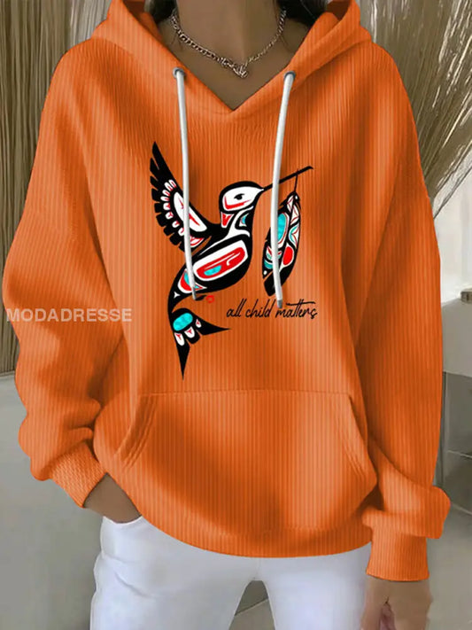 Kvinnors alla barn ärenden Tryckt Casual Hoodie Print oräng / S