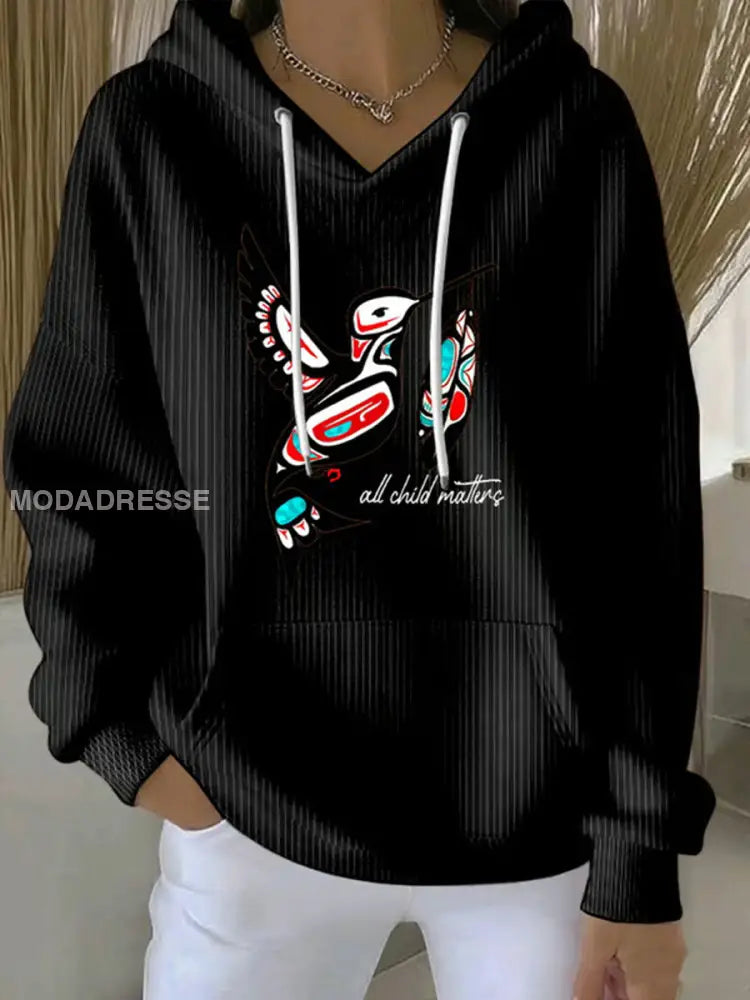 Kvinnors alla barn ärenden Tryckt Casual Hoodie Print svart / S