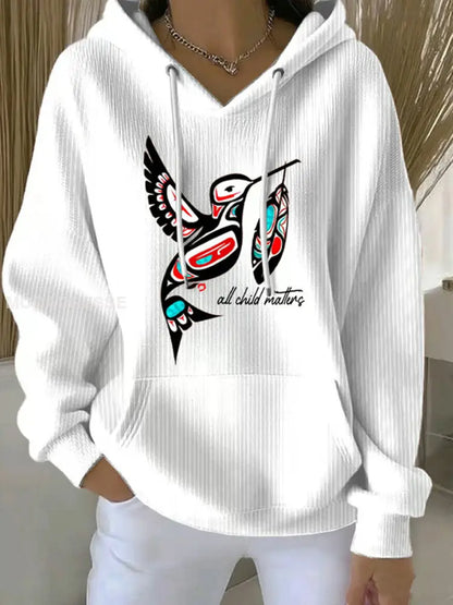 Kvinnors alla barn ärenden Tryckt Casual Hoodie Print vit / S