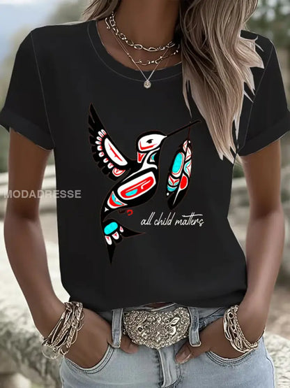 Kvinnors alla barn ärenden Tryckt Casual T-shirt svart / S