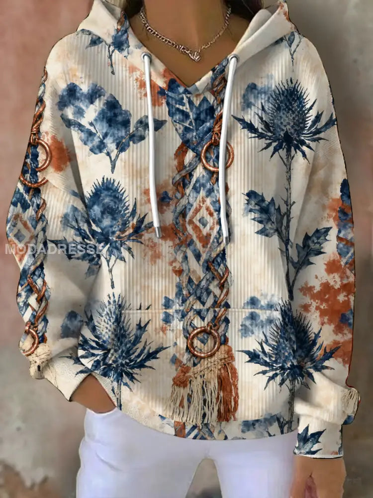 Kvinnors Bohemian blommiga print som bild / S