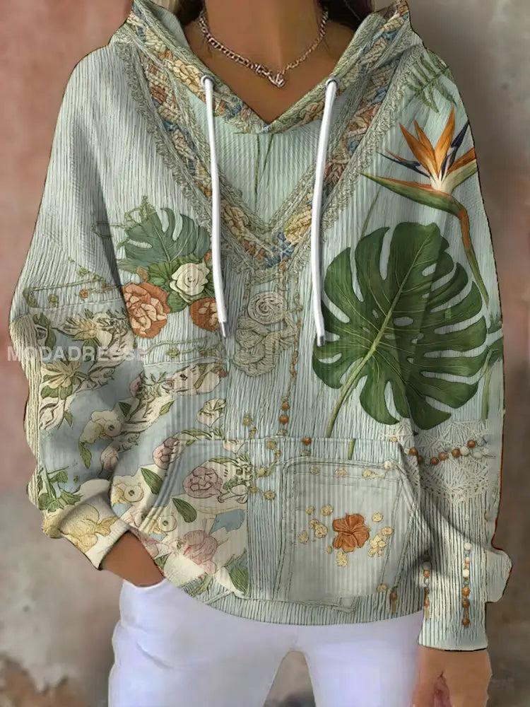 Kvinnors Bohemian blommiga print som bild / S