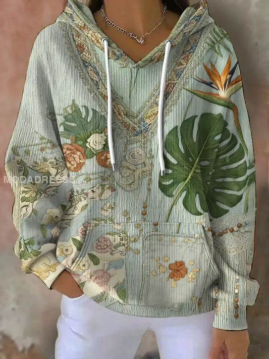 Kvinnors Bohemian blommiga print som bild / S