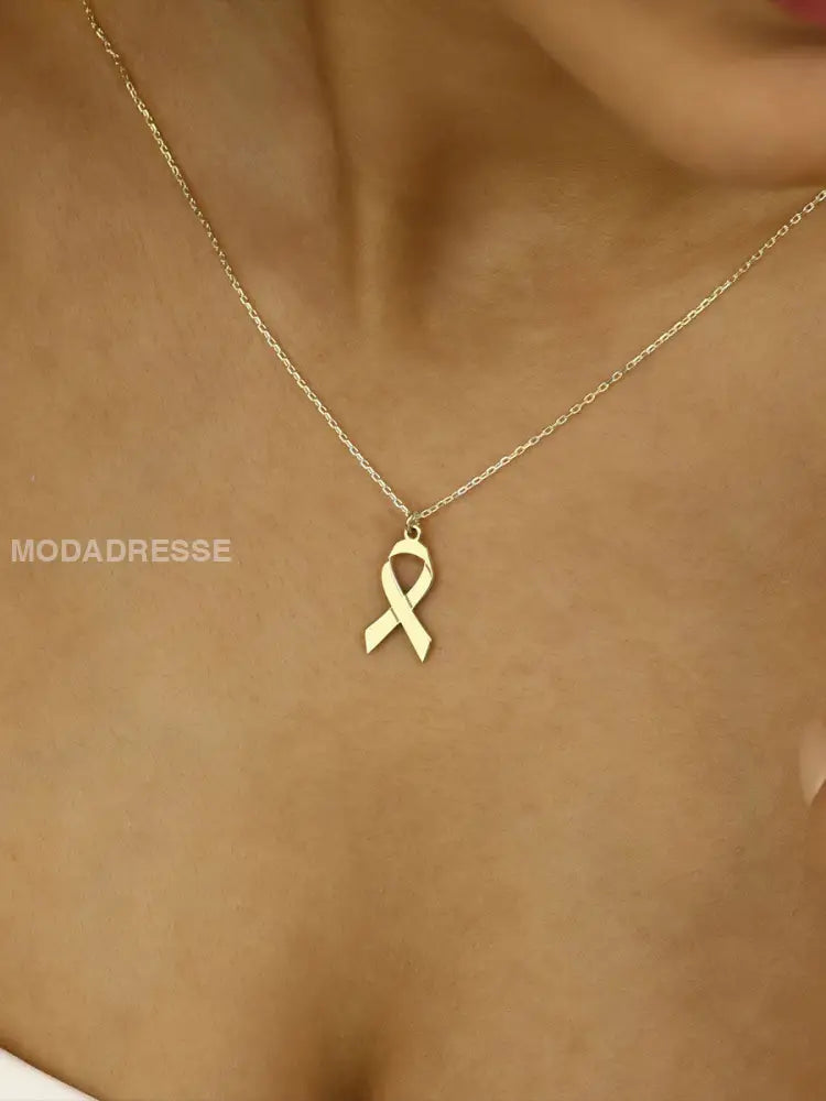 Kvinnors bröstcancer halsband. guld / ONE