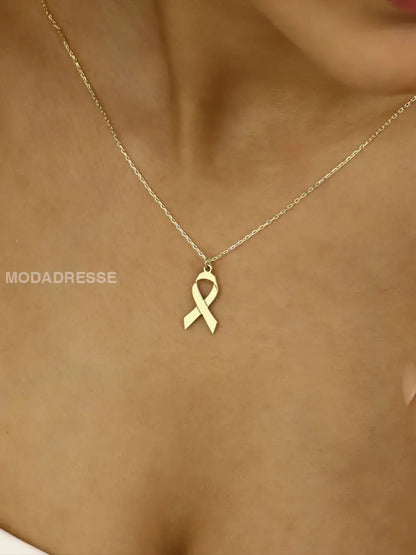Kvinnors bröstcancer halsband. guld / ONE