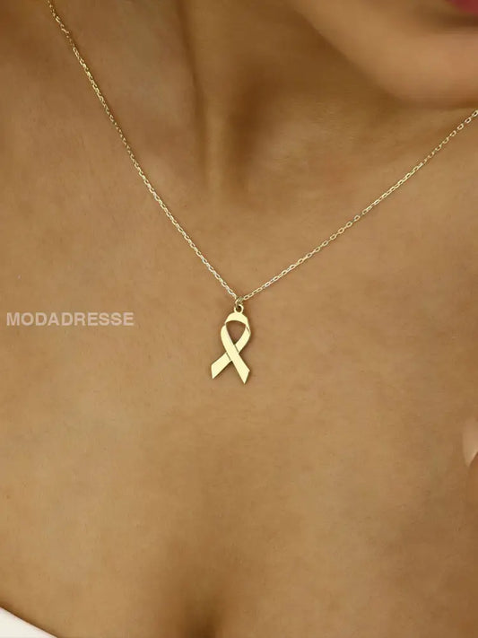Kvinnors bröstcancer halsband. guld / ONE