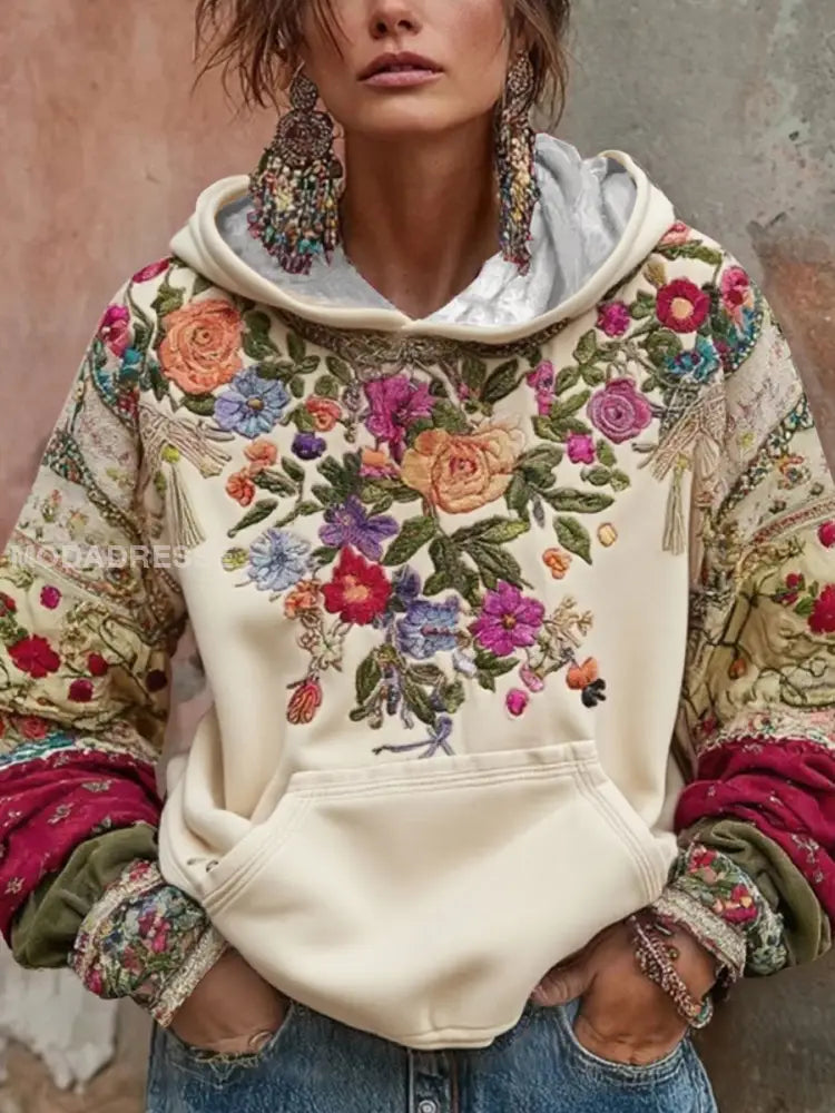 Kvinnors bröstcancer medvetenhet Floral konsthuvad tröjar bär / S