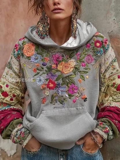 Kvinnors bröstcancer medvetenhet Floral konsthuvad tröjar ljusgrå / S