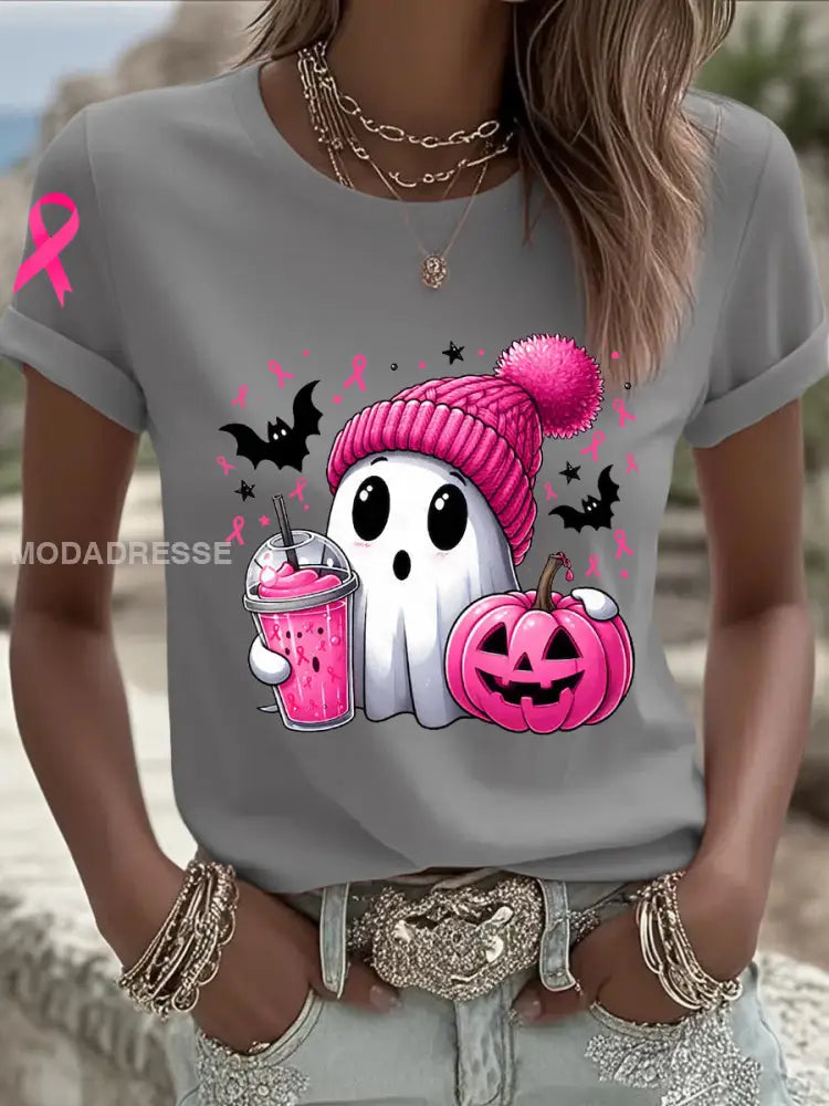 Kvinnors bröstcancer medvetenhet I oktober vi bär Rosa spöken grå / S