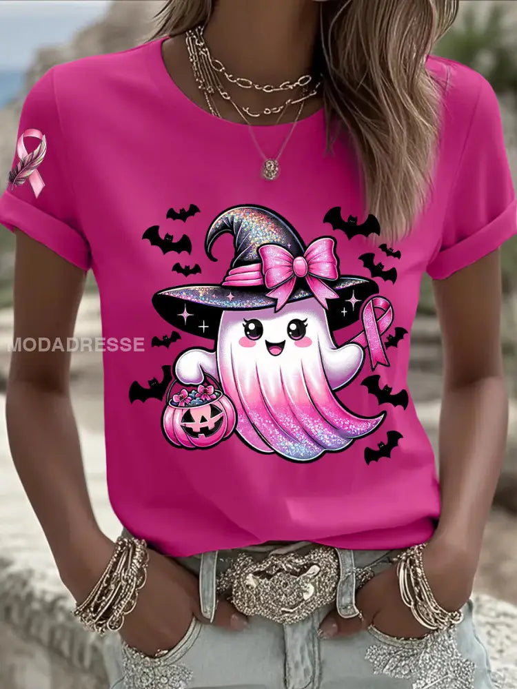 Kvinnors bröstcancer medvetenhet I oktober vi bär Rosa spöken rosrött / S