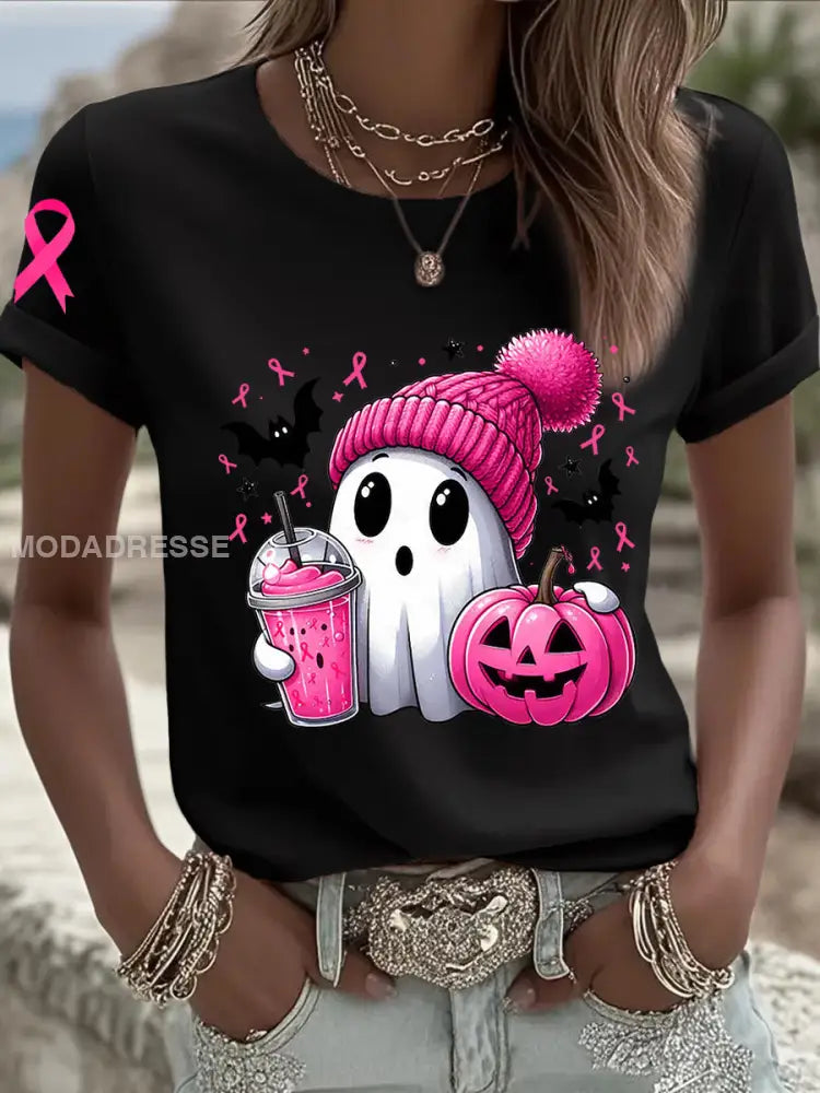 Kvinnors bröstcancer medvetenhet I oktober vi bär Rosa spöken svart / S