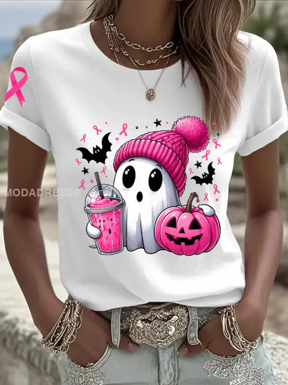 Kvinnors bröstcancer medvetenhet I oktober vi bär Rosa spöken vit / S