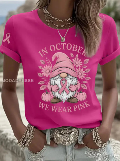 Kvinnors bröstcancer medvetenhet I oktober vi bär rosa tryck Casual T-shirt rosröd / S