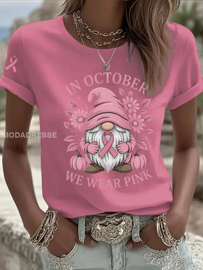 Kvinnors bröstcancer medvetenhet I oktober vi bär rosa tryck Casual T-shirt rost / S