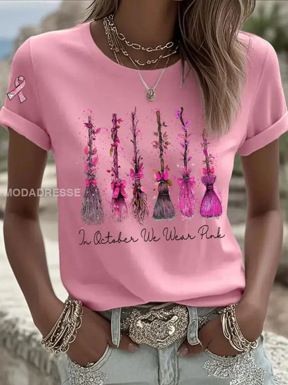 Kvinnors bröstcancer medvetenhet I oktober vi bär rosa tryck Casual T-shirt rost / S